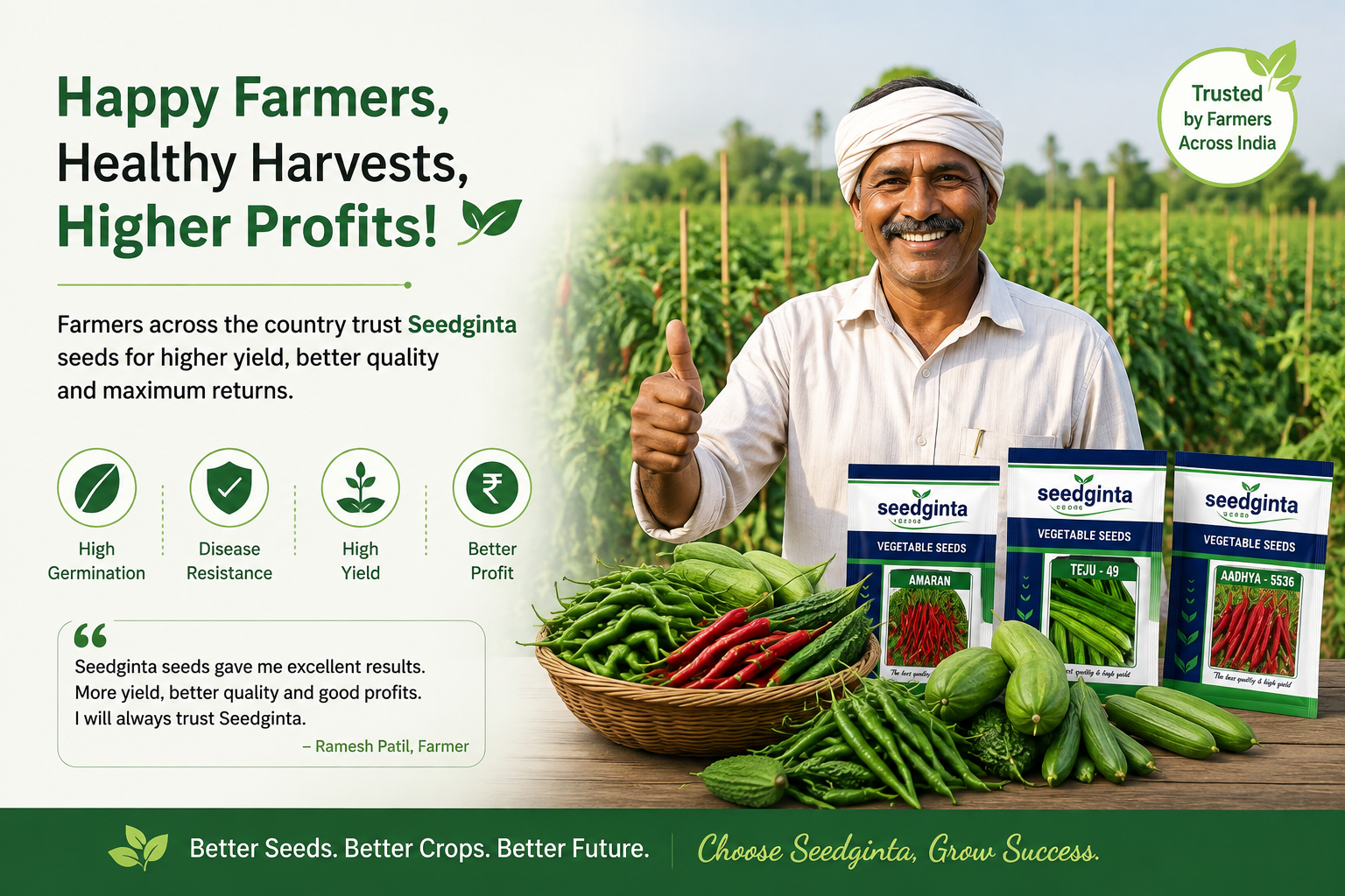 Farmer growing healthy crops